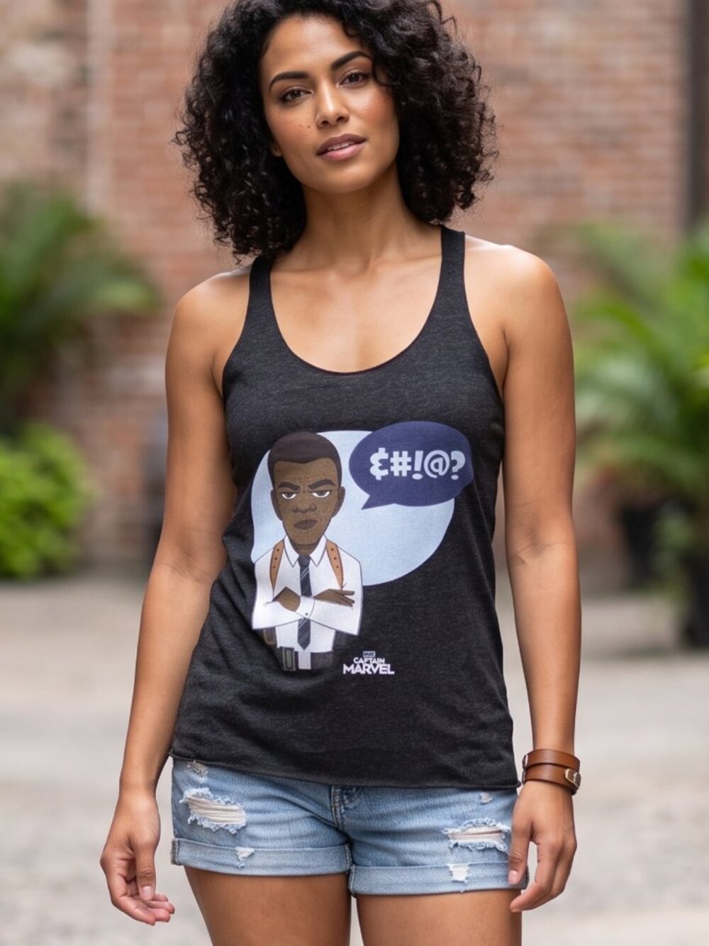 NWOT | Marvel Captain Marvel Nick Fury Racerback Tank Top | Charcoal | XS